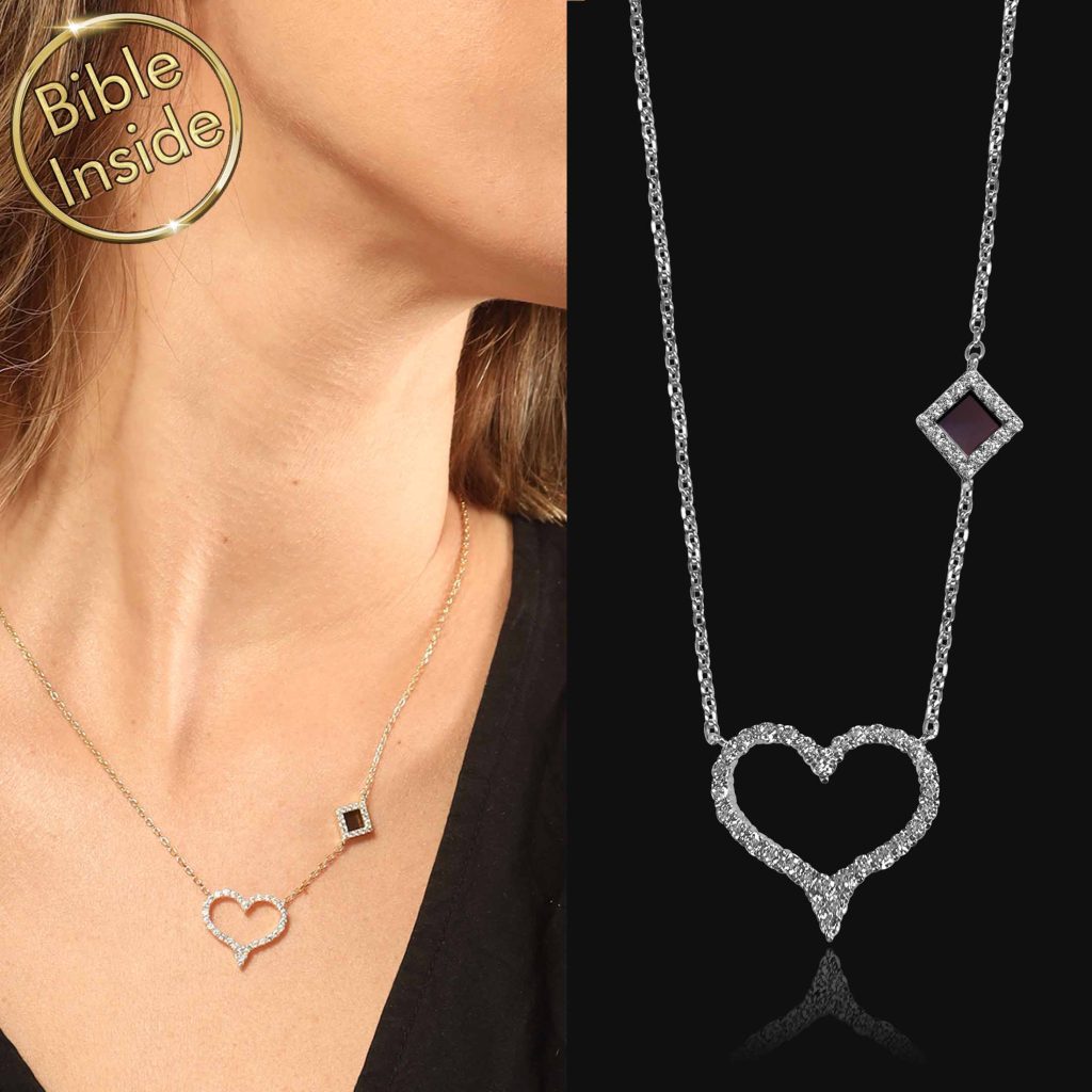 Biblical Gifts for Her Heart Necklace with Nano Bible Inside My Nano Jewelry